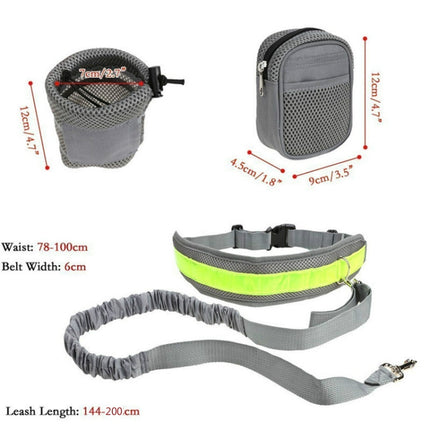 Dog Running Reflective Adjustable Belt Traction Rope with Small Bag, Specification:4-Piece Set(Red)-garmade.com