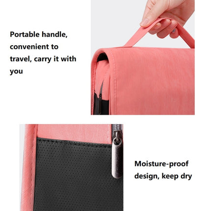 Travelsky Travel Storage Waterproof Pu Cosmetic Bag Multifunctional Folding Large Capacity Toiletry Bag(Coral Orange)-garmade.com