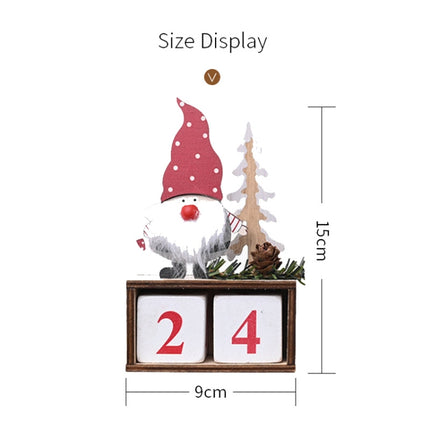 Christmas Wooden Pine Cone Calendar Ornaments Decorative Wooden Calendar Countdown Ornaments(Red Hat)-garmade.com