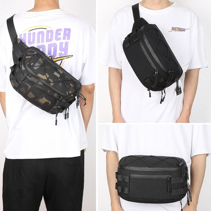 Ozuko 9340 Men Waist Bag Multifunctional Chest Bag Sports Waterproof Shoulder Messenger Bag(Black)-garmade.com