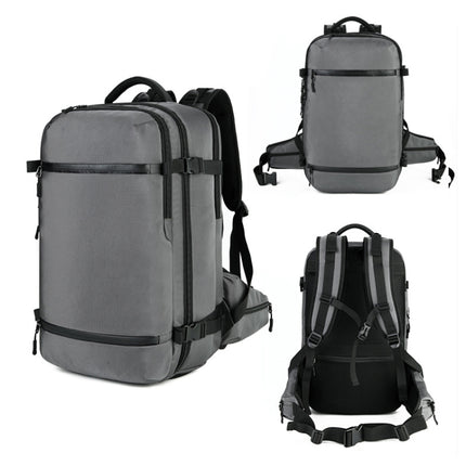Ozuko 8983 Men Outdoor Waterproof Backpack Multi-Function Student Computer Travel Bag, Size: 20 inch(with Waist Bag)(Light grey)-garmade.com