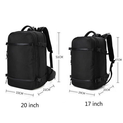 Ozuko 8983 Men Outdoor Waterproof Backpack Multi-Function Student Computer Travel Bag, Size: 20 inch(with Waist Bag)(Light grey)-garmade.com