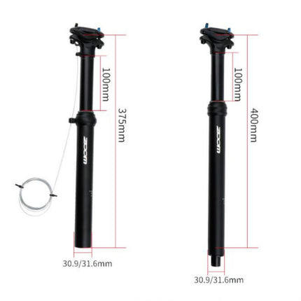 ZOOM Bicycle Wire-Controlled Hydraulic Lift Seat Tube Mountain Bike Seatpost, Size:30.9mm, Specification:375mm External Routing-garmade.com