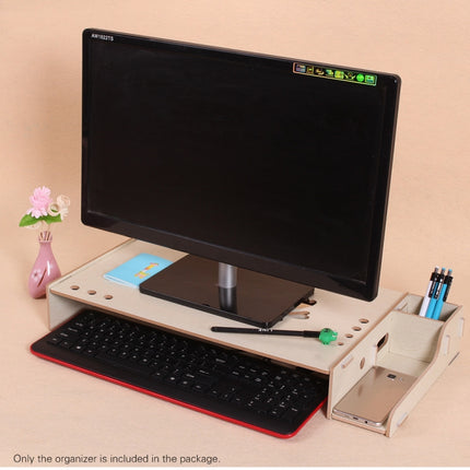 Elevated Wood Computer Monitor Stand Riser Laptop Shelf Desk Organizer with Keyboard Storage (Pink)-garmade.com