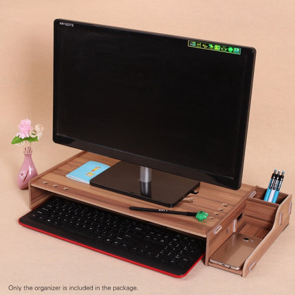 Elevated Wood Computer Monitor Stand Riser Laptop Shelf Desk Organizer with Keyboard Storage (Red)-garmade.com