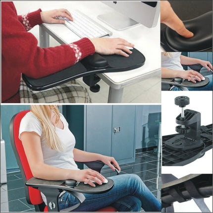 Rotation Computer Desktop Laptop Mouse Tray Elbow Pad Wrist Rest Plate Support Install on Desk and Chair-garmade.com