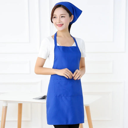 2PCS Kitchen Chef Aprons Cooking Baking Apron With Pockets(Blue)-garmade.com
