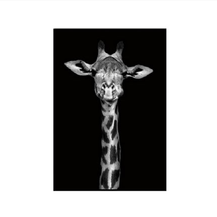 Simple Black and White Animal Decoration Painting Study Living Room Sofa Background Wall Painting Without Frame, Size:21X30cm(Giraffe)-garmade.com