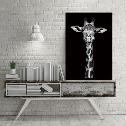 Simple Black and White Animal Decoration Painting Study Living Room Sofa Background Wall Painting Without Frame, Size:21X30cm(Zebra Head)-garmade.com