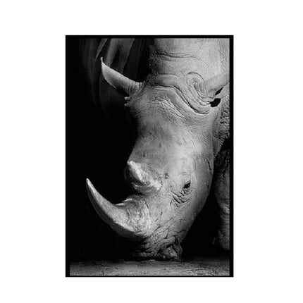 Simple Black and White Animal Decoration Painting Study Living Room Sofa Background Wall Painting Without Frame, Size:21X30cm(Rhinoceros)-garmade.com