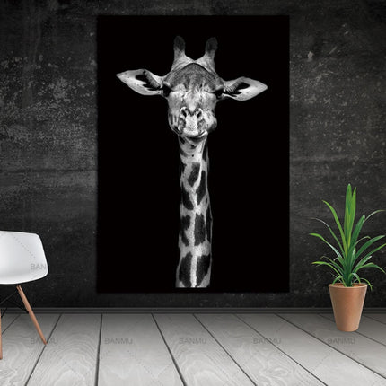 Simple Black and White Animal Decoration Painting Study Living Room Sofa Background Wall Painting Without Frame, Size:21X30cm(Rhinoceros)-garmade.com