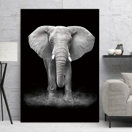 Simple Black and White Animal Decoration Painting Study Living Room Sofa Background Wall Painting Without Frame, Size:30X40cm(Giraffe)-garmade.com
