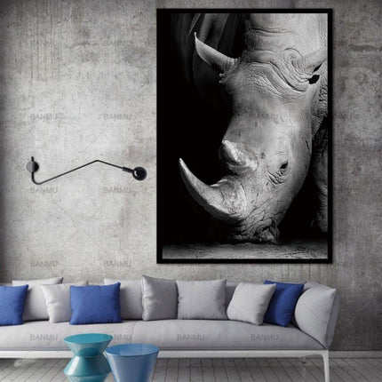 Simple Black and White Animal Decoration Painting Study Living Room Sofa Background Wall Painting Without Frame, Size:30X40cm(Zebra Head)-garmade.com