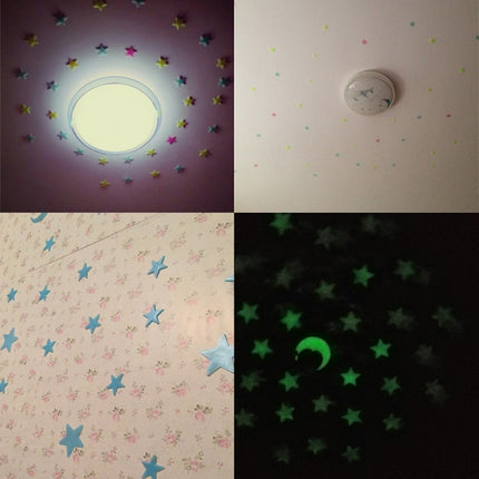 100PC Kids Bedroom Glow Wall Stickers Stars(multicolor)-garmade.com
