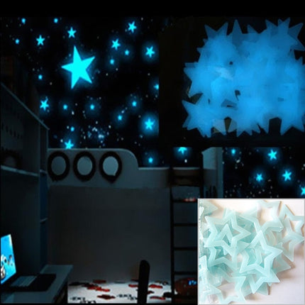 100PC Kids Bedroom Glow Wall Stickers Stars(Blue)-garmade.com