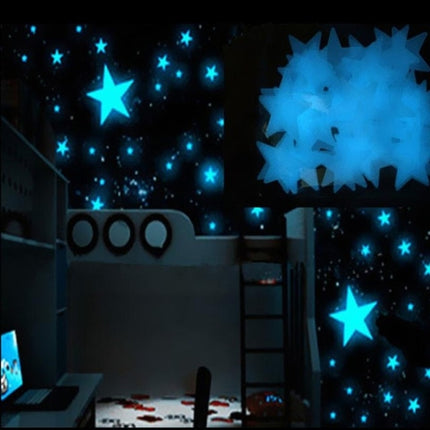 100PC Kids Bedroom Glow Wall Stickers Stars(Blue)-garmade.com