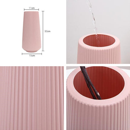 Simple Plastic Vase Dry and Wet Flower Arrangement Container(Pink)-garmade.com