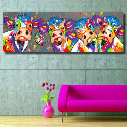 Colorful Cows Home Decoration Canvas Painting HD Inkjet Frameless Painting Core, Size:30×90cm-garmade.com