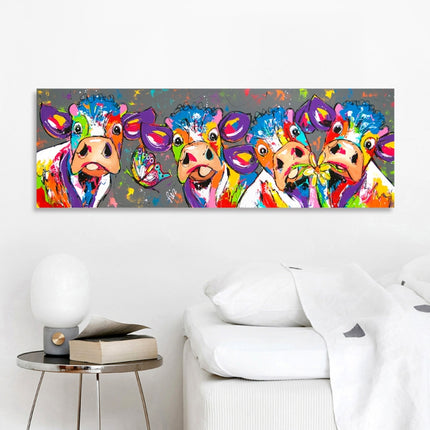 Colorful Cows Home Decoration Canvas Painting HD Inkjet Frameless Painting Core, Size:40×120cm-garmade.com