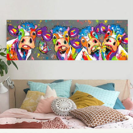Colorful Cows Home Decoration Canvas Painting HD Inkjet Frameless Painting Core, Size:40×120cm-garmade.com