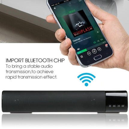TOPROAD High Power 10W HIFI Portable Wireless Bluetooth Speaker Stereo Soundbar TF FM USB Subwoofer Column for Computer TV Phone(Black)-garmade.com