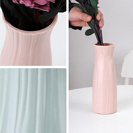 Creative Plastic Vase Dry and Wet Flower Arrangement Home Decoration Desktop Decoration(Pink)-garmade.com