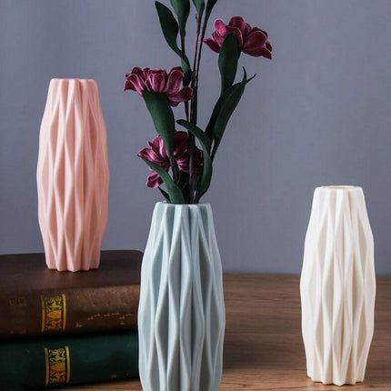 3 PCS Plastic Vase Creative Camellia Decoration Wet and Dry Flower Vase(Pink)-garmade.com