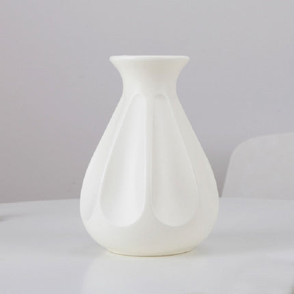 Creative Home Flower Ornaments Dry and Wet Flowers Arrangement Drop-resistant Plastic Vase(Milk White)-garmade.com