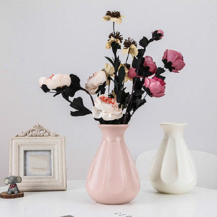 Creative Home Flower Ornaments Dry and Wet Flowers Arrangement Drop-resistant Plastic Vase(Milk White)-garmade.com