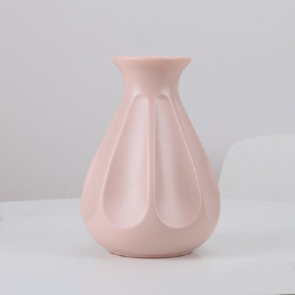 Creative Home Flower Ornaments Dry and Wet Flowers Arrangement Drop-resistant Plastic Vase(Pink)-garmade.com