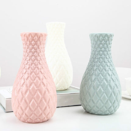 Dry and Wet Flower Arrangement Container Hydroponic Plastic Vase Home Desktop Furnishings(Milk White)-garmade.com