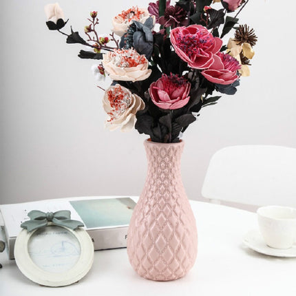 Dry and Wet Flower Arrangement Container Hydroponic Plastic Vase Home Desktop Furnishings(Pink)-garmade.com