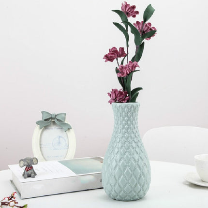 Dry and Wet Flower Arrangement Container Hydroponic Plastic Vase Home Desktop Furnishings(Blue)-garmade.com