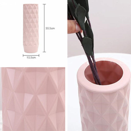 Flower Arrangement Container Creative Straight Vase Plastic Home Decoration(Pink)-garmade.com