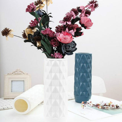 Flower Arrangement Container Creative Straight Vase Plastic Home Decoration(Milk White)-garmade.com