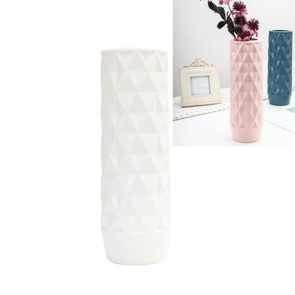 Flower Arrangement Container Creative Straight Vase Plastic Home Decoration(Milk White)-garmade.com