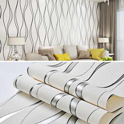 Simple 3D Water Ripple Non-woven Wallpaper Home Decoration Wall Sticker(White)-garmade.com