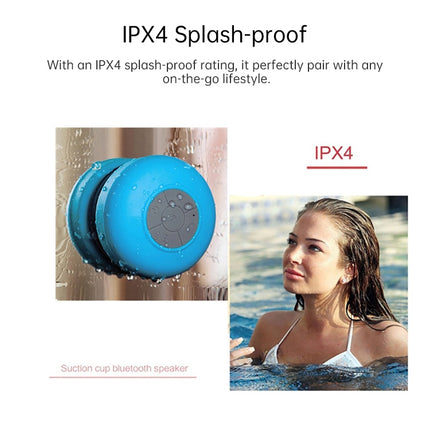 Mini Portable Subwoofer Shower Wireless Waterproof Bluetooth Speaker Handsfree Receive Call Music Suction Mic for iPhone Samsung(Blue)-garmade.com