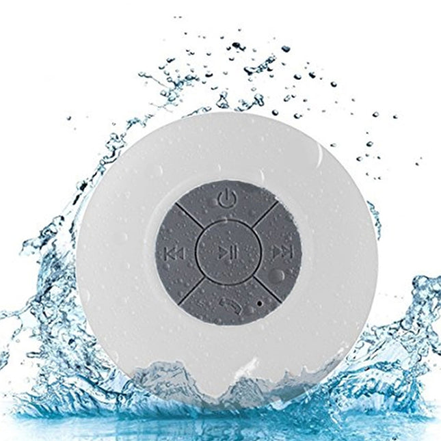 Mini Portable Subwoofer Shower Wireless Waterproof Bluetooth Speaker Handsfree Receive Call Music Suction Mic for iPhone Samsung(White)-garmade.com