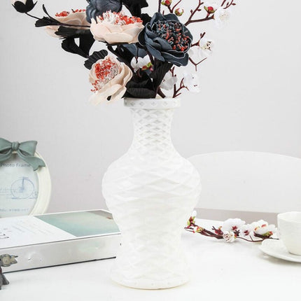 Plastic Vase Dry and Wet Flower Arrangement Container Home Decoration(Milk White)-garmade.com