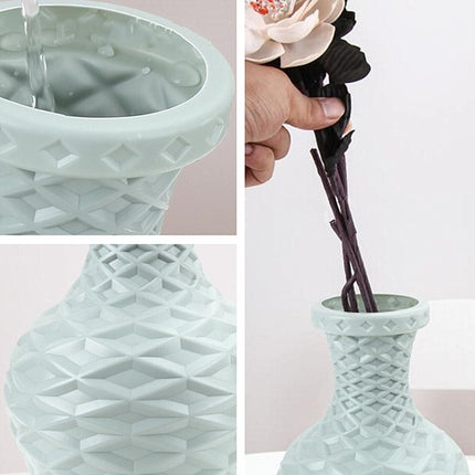 Plastic Vase Dry and Wet Flower Arrangement Container Home Decoration(Blue)-garmade.com