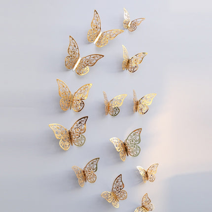3D Wallpaper Home Decoration Hollow Butterfly Fridge Wall Stickers(Hollow Butterfly A type Gold)-garmade.com