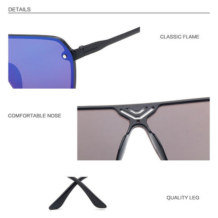 Retro Fashion Sunglasses Men and Women Coloured Lense Sun Glasses(Black+Gray)-garmade.com