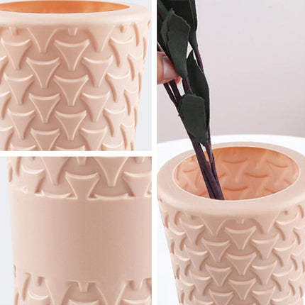 Plastic Vase Dry and wet Flower Arrangement Container Hydroponic Drop-resistant Vase(Milk White)-garmade.com