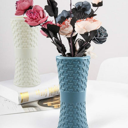 Plastic Vase Dry and wet Flower Arrangement Container Hydroponic Drop-resistant Vase(Blue)-garmade.com