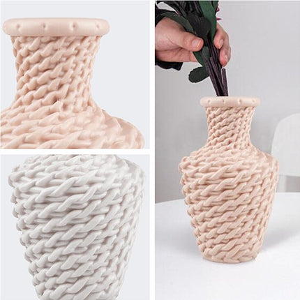 2 PCS Simple Plastic Vase Dry and Wet Flowers Arrangement Container Floral Decoration(Pink)-garmade.com