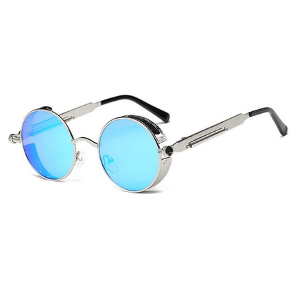 Metal Round Frame Steampunk Retro Sunglasses for Men Women(12)-garmade.com