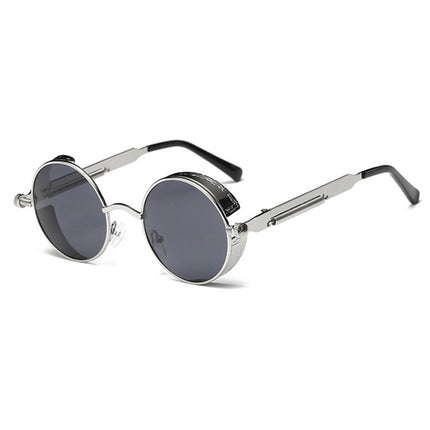 Metal Round Frame Steampunk Retro Sunglasses for Men Women(13)-garmade.com