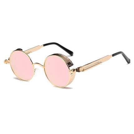 Metal Round Frame Steampunk Retro Sunglasses for Men Women(4)-garmade.com