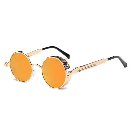 Metal Round Frame Steampunk Retro Sunglasses for Men Women(7)-garmade.com